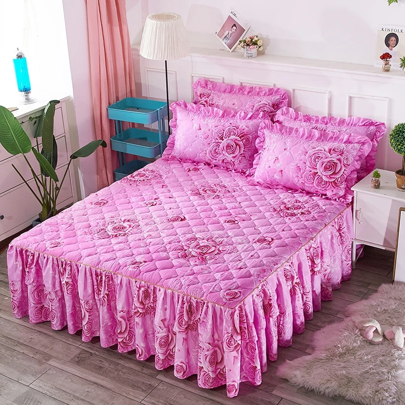 Sunny-Textile-Autumn-Winter-Quilted-Cotton-Bed-Skirt-Princess-Style-Lace-Thickened-Non-slip-Bedspread