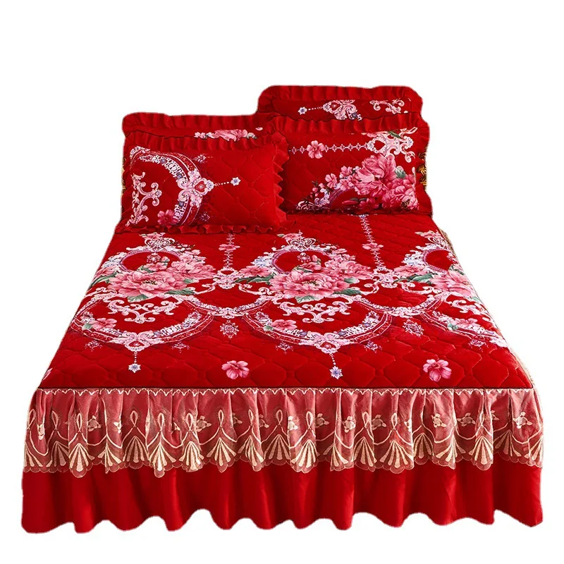Sunny-Textile-Autumn-Winter-Quilted-Crystal-Velvet-Bed-Skirt-Princess-Style-Lace-Thickened-Non-slip-Bedspread