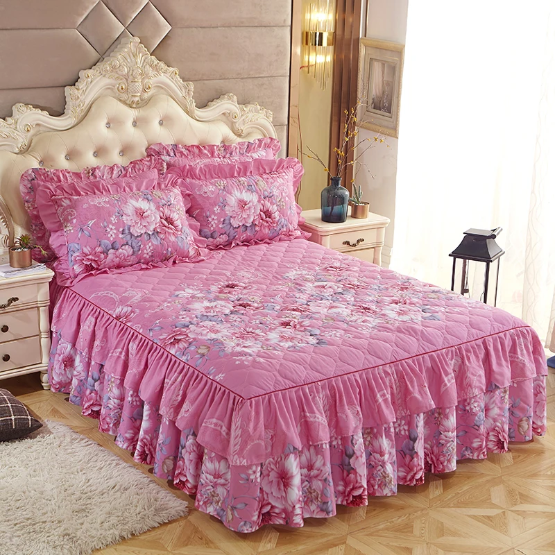 Sunny-Textile-Bed-Cover-Quilted-Thick-Lace-Bed-Skirt