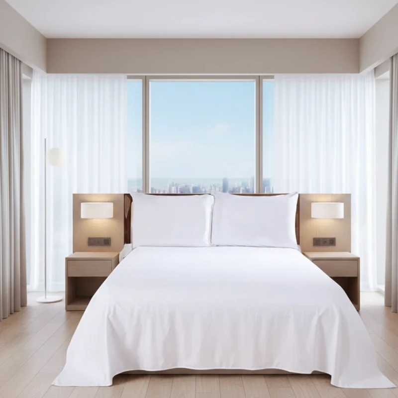Super-King-Queen-Woven-Cotton-Bed-Sheet-Set-with-Pillowcase-3Pcs-Quality-300tc-for-Hotel-Home-Wedding-Simple-Style