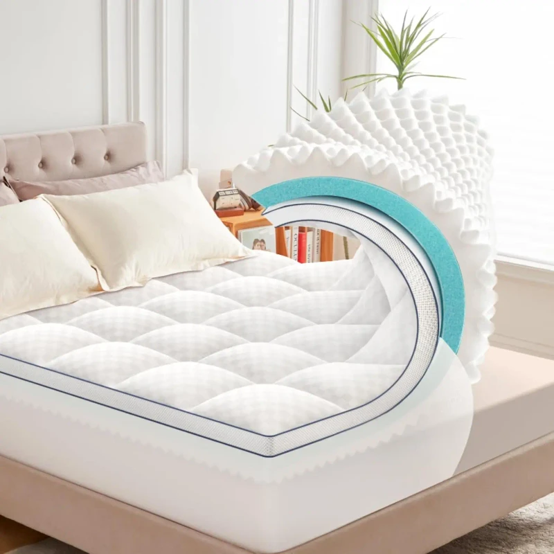 Super-King-Traditional-Memory-Foam-Gel-Mattress-Topper-Twin-with-Removable-Cover-Medium-Firmness-for-Home-Furniture-Bedroom-Use