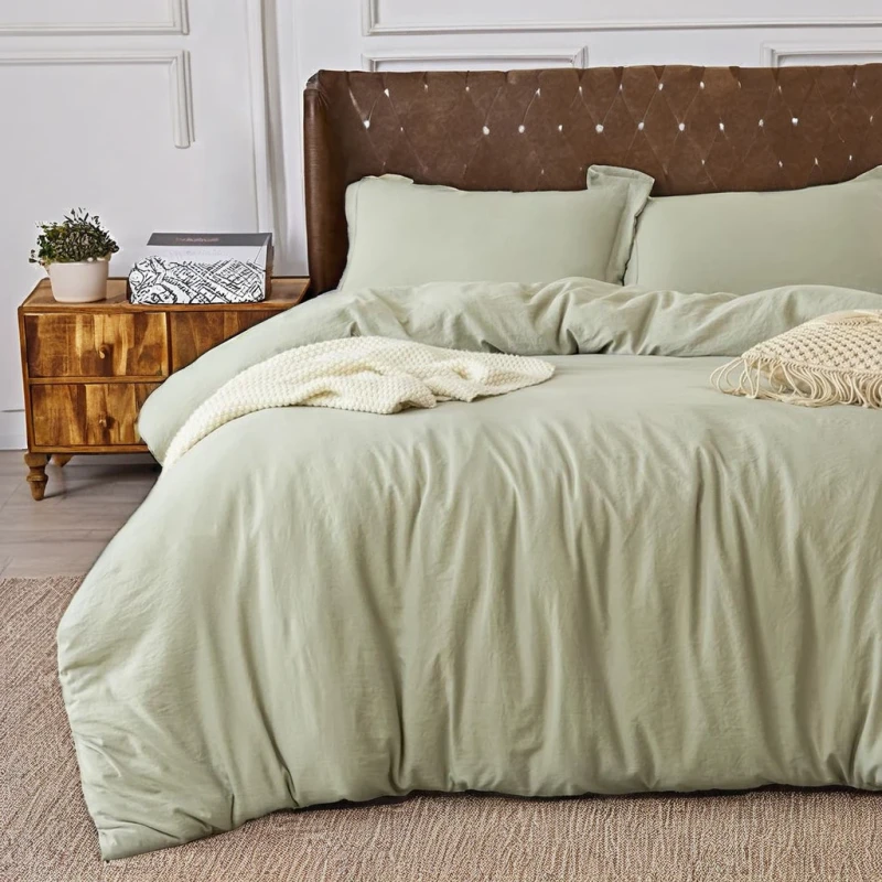 Super-Soft-500-Thread-Count-Fadeless-Duvet-Cover-100-Washed-Microfiber-October-Mist-Sage-Comforter-Cover-Set-3-Home