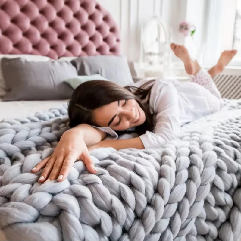 Super-Soft-Chunky-Chenille-Knitted-Weighted-Blanket-High-Quality-No-Shedding-Braided-Cable-Knit-Winter-Blanket
