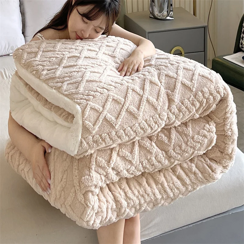 Super-Soft-Custom-Warm-Thickened-Winter-Flannel-Fleece-Velvet-Sherpa-Queen-King-Size-Quilt-Blanket-Comforter