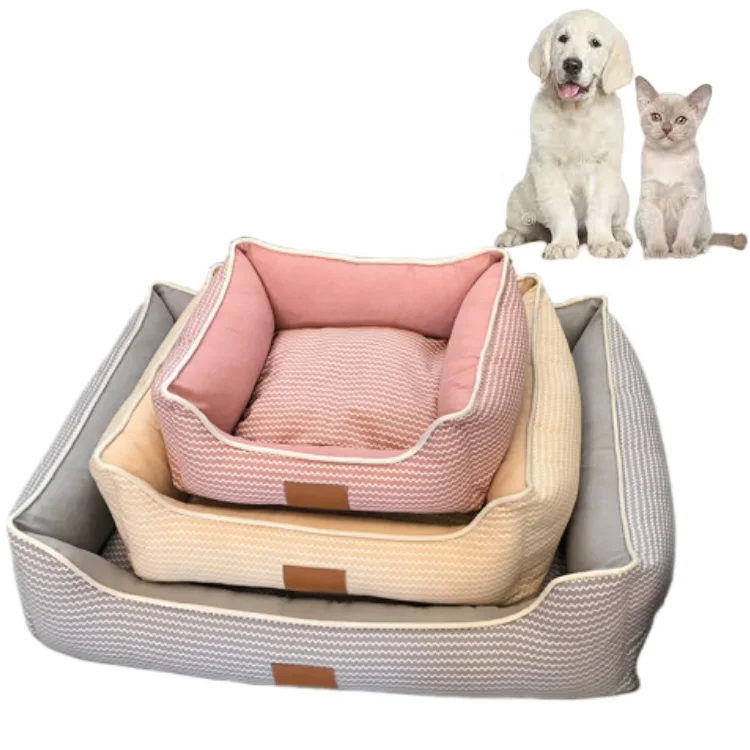 Super-Soft-Designer-Fabric-Plaid-Square-Cotton-Luxury-Pet-Bed