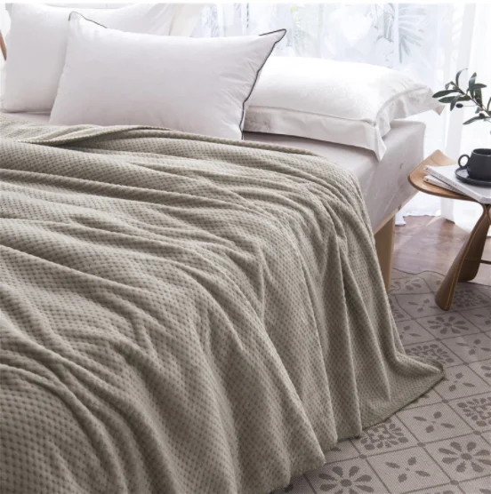 Super-Soft-Large-Pineapple-Grey-Flannel-Throw-Queen-Size-Knitted-Fleeced-Solid-Printed-Pattern-Thick-Folded-Portable-Bed-Blanket