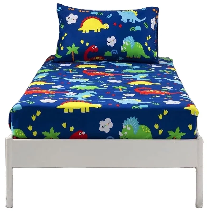 Super-Soft-Microfiber-Disperse-Printing-Cute-Dinosaur-Kids-Design-Cartoon-Bedding-Set-Quilt-Cover-Bed-Sheet-Set