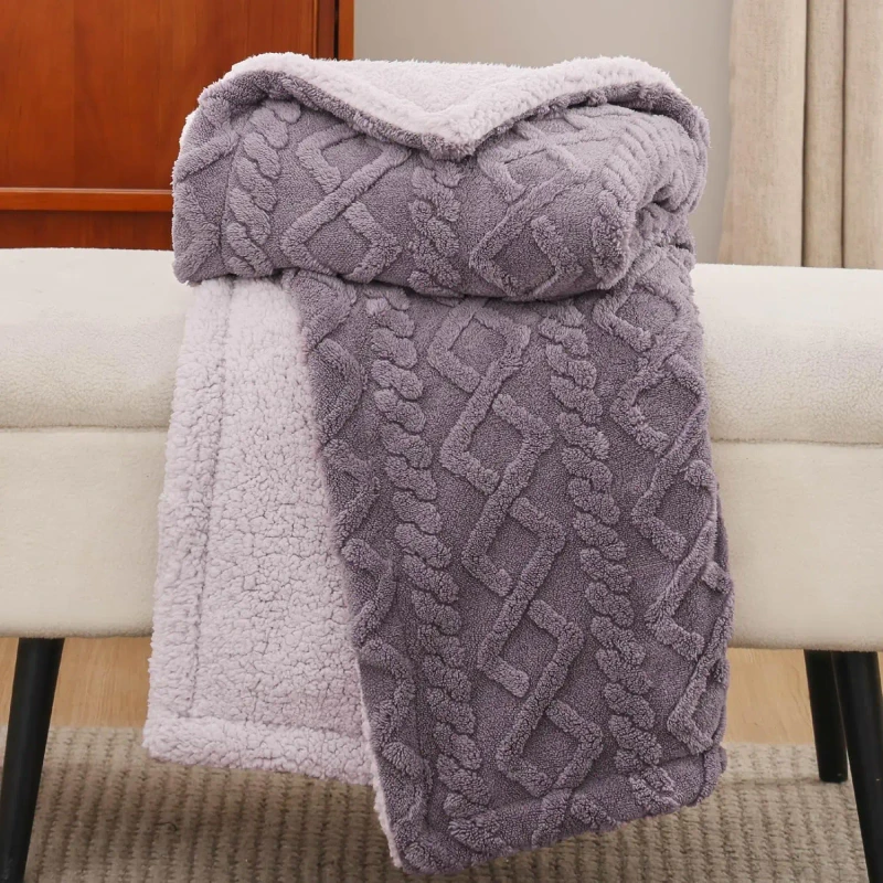 Super-Soft-Thick-Flannel-Blankets-Warm-Fall-Travel-Gift-100-Polyester-Solid-Pattern-Sofa-Bed-Fuzzy-Cover