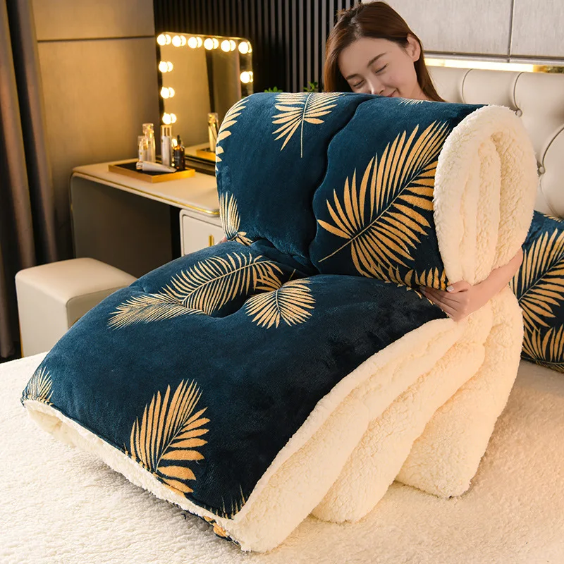 Super-Soft-Thick-Winter-Printed-Polyester-Fleece-Velvet-Duvet-King-Bed-Quilt-Comforter-Set-Warm-Eco-Friendly