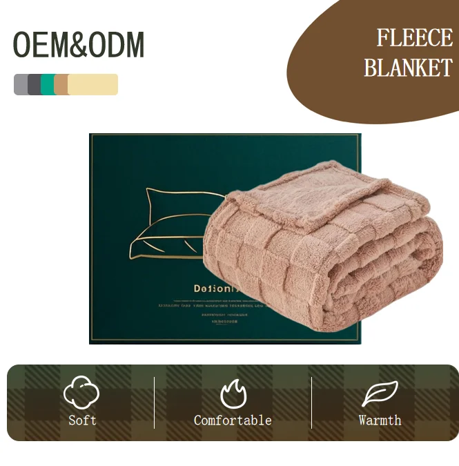 Super-Soft-Throw-Blanket-Taupe-Premium-Silky-Flannel-Fleece-3D-Checkered-Lightweight-Bed-Blanket-All-Season-Use