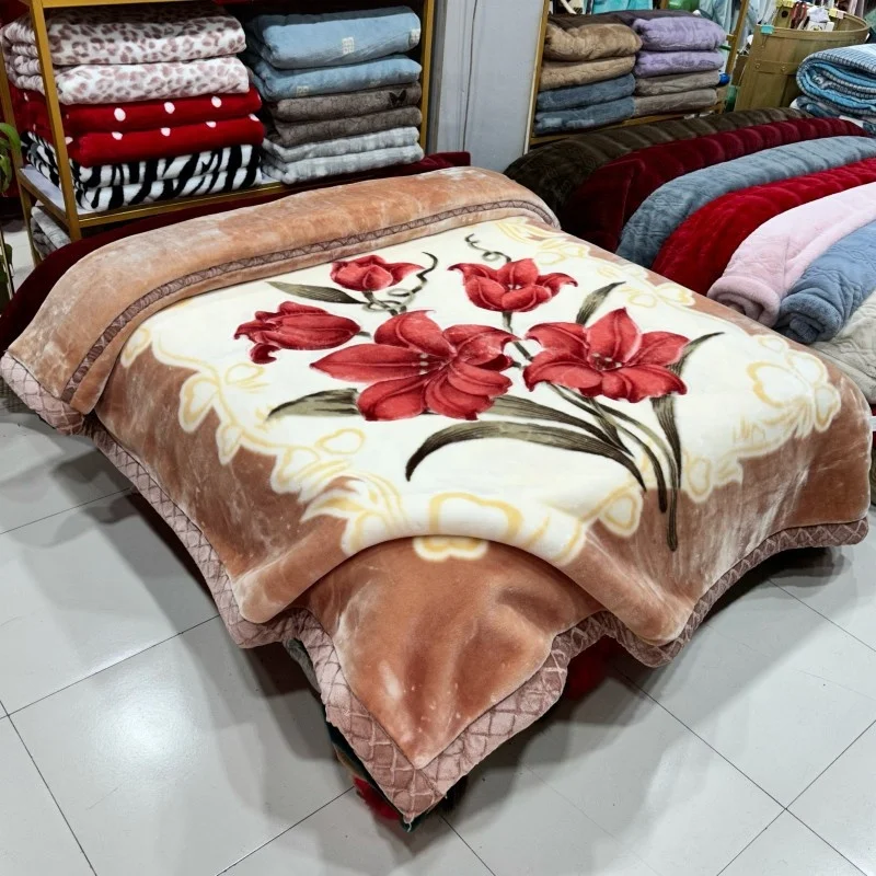 Super-Soft-Warm-2-Ply-Reversible-Korean-Mink-Fleece-Blanket-Brown-Thermal-King-Size-Heavy-Raschel