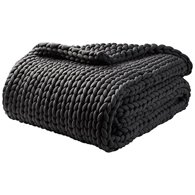 Super-Soft-and-Warm-Non-Shedding-Knitted-Hand-Made-Chunky-Throw-Portable-Weighted-Blanket-for-Airplane-Hospital-Use