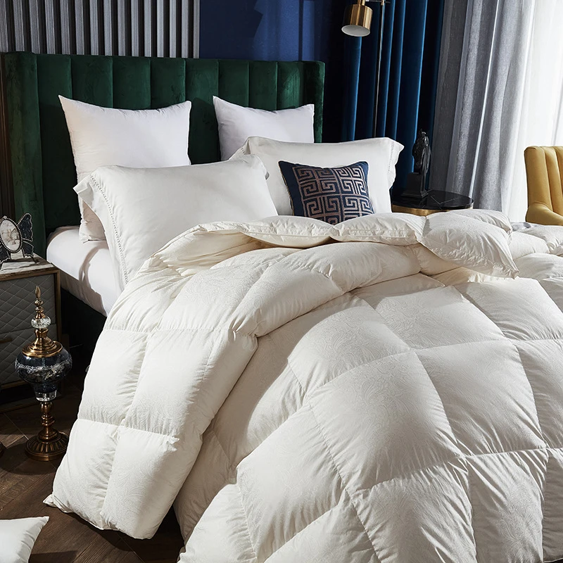 Superior-Material-100-Mulberry-Silk-White-Duvet-3ply-Down-Proof-Fabric-Feather-Hand-Quilted-Winter