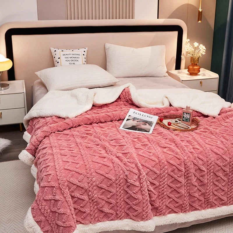 Taffeta-Sherpa-Fleece-Velvet-Solid-Custom-Blankets-Throw-Jacquard-Pattern-All-Season-Winter-Cozy-Soft-Sofa-Bed-Blanket