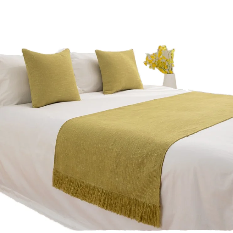 Tassels-Linen-Style-Polyester-Hotel-Bed-Runners-for-Hotels-Vacation-Rentals