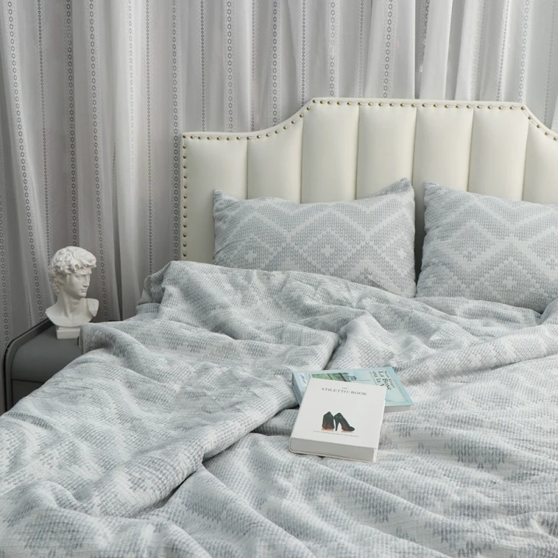 Teal-Yarn-dyed-Jacquard-Chunky-Acrylic-Poly-Waterproof-Cotton-Comforter-Blanket-Quilt-Pillowslip-King-Queen-Cosmetic