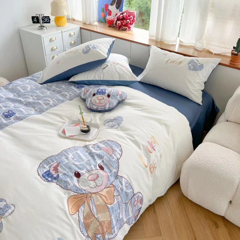 Teddy-Bear-100-Cotton-Bed-Sheet-Sets-Baby-Comforter-Bedding-Set-for-Kids
