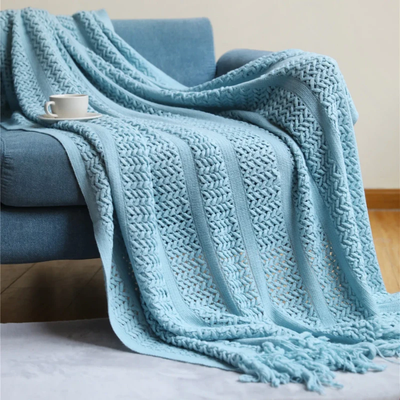 Textured-Solid-Knit-Throw-Blanket-With-Tassels-Nordic-Style-Acrylic-Sofa-Couch-Decorative-Blanket-For-Indoor-Outdoor-Use