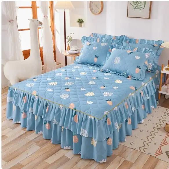Thick-Quilted-Bed-Sheets-Bed-Textile-Bedding-Coverlet-Flat-Sheet-Flower-Bed-Cover-Skirt