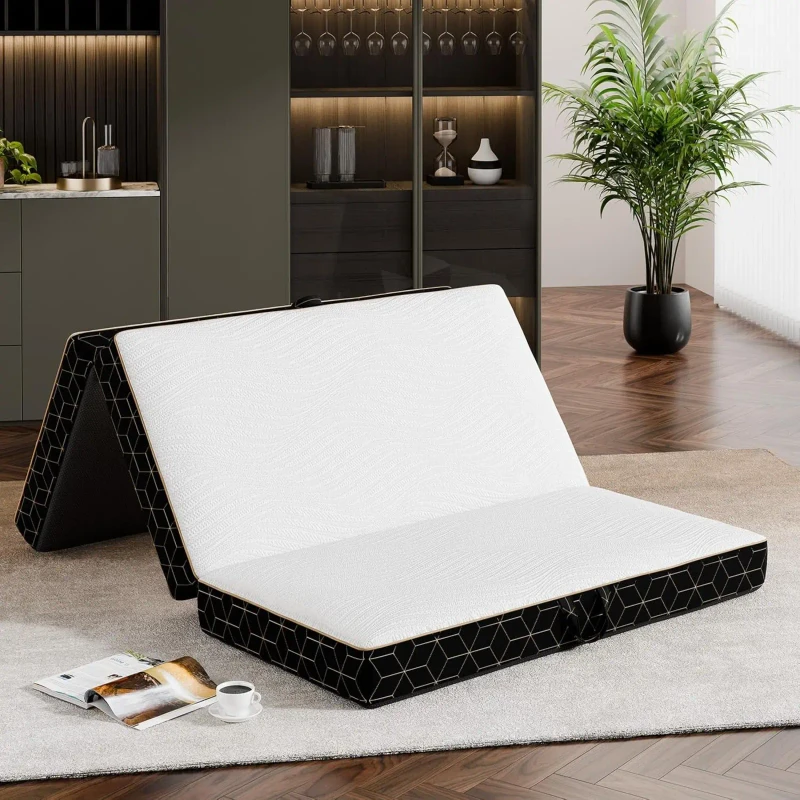 Three-Fold-Memory-Foam-Mattress-Single-Bed-Portable-Foldable-Handle-and-Washable-Cover-Floor-Bed-with-Anti-Slip-Base