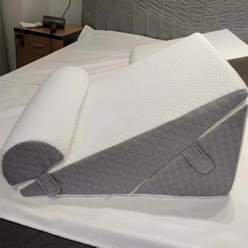Three-in-One-Adjustable-Wedge-Pillow-Triangle-Acid-Reflux-Knee-Legs-Relax-Back-Pain-Relief-Soft-Memory-Foam-Bed-Wedge-Pillow