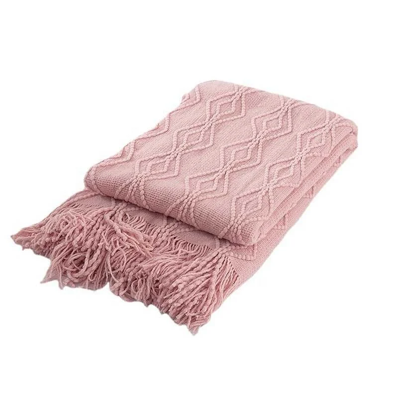 Throw-Blanket-Knitted-Thermal-with-Tassels-Bedding