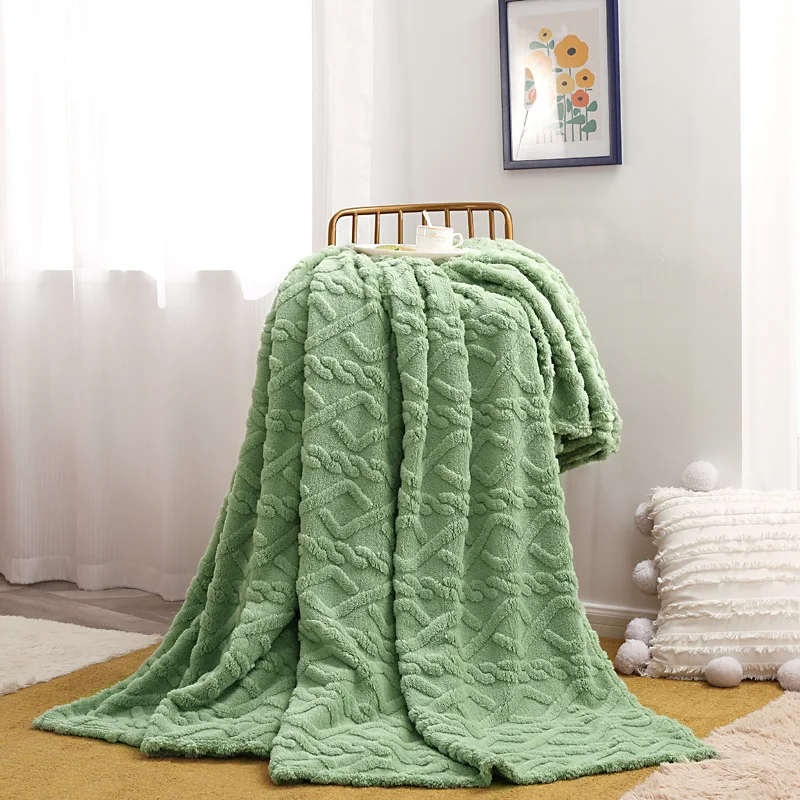 Throw-Blanket-Solid-Color-Striped-Pattern-Flannel-Fleece-Plush-Soft