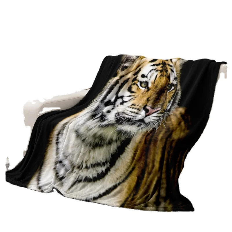 Tiger-Lion-Print-3D-Raschel-Blanket-100-Polyester-Eco-friendly-Sherpa-Faux-Fur-Anti-static-Breathable-Tie-Throw-Nature-Inspired