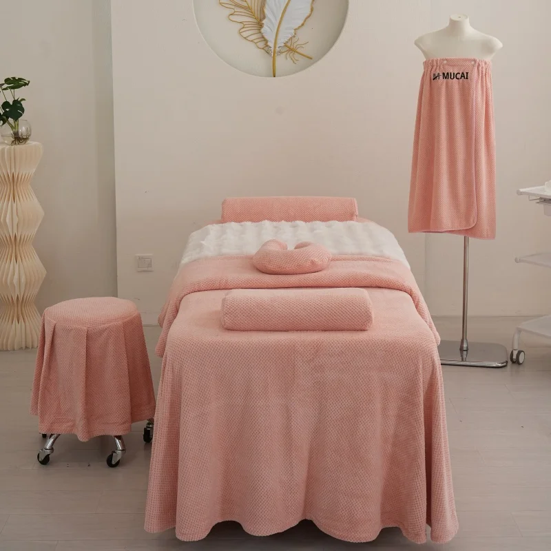 Top-Quality-Beauty-Salon-Functional-Massage-Couch-Full-Cover-Pink-Comfortable-Body-Massage-Bed-Skirt-Sheet