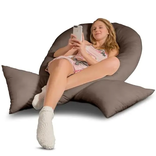 Traumreiter-Side-Sleeper-Body-Pillow-Jumbo-XXL-Cotton-Cover-Chocolate-Brown-Air-permeable-Machine-Washable-Orthopedic-Pillow