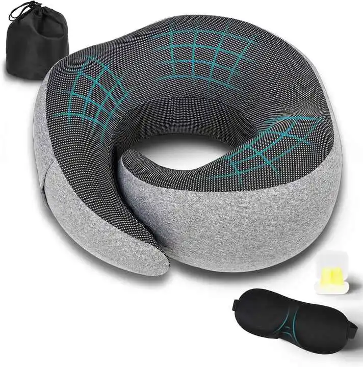 Travel-Neck-Pillow-Comfortable-Fabric-Memory-Cotton-Filled-Ergonomic-Pillow