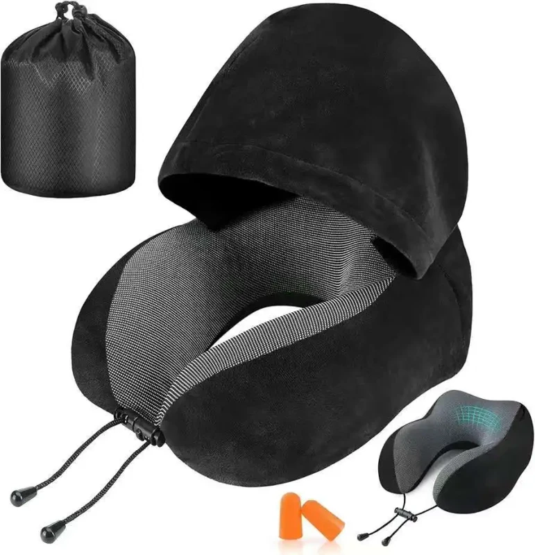 Travel-Pillow-Neck-Pillow-for-Travel-with-Hood-for-Airplane-Memory-Foam-Head-and-Neck-Support-Pillow-for-Long-Flights-Office-Rest