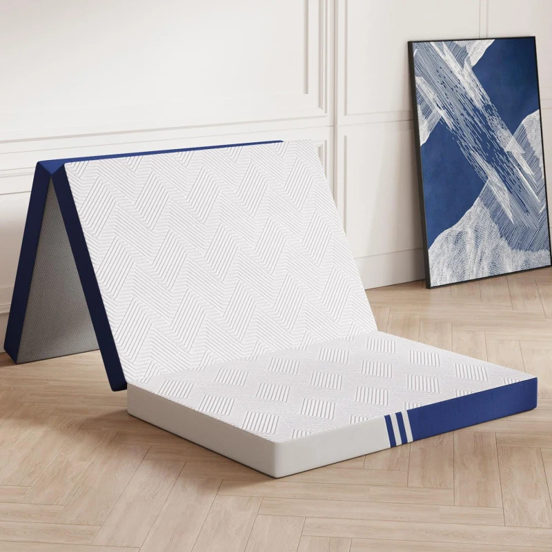 TriFolding-RV-Car-Bed-Mattresses-4-Inch-Foldable-Bamboo-High-Density-Memory-Foam-Mattress-Topper-Cover-for-Camping-Travel