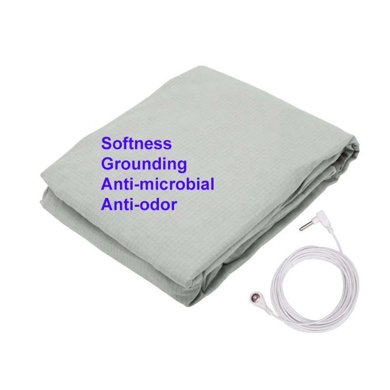 Twin-Size-Earthing-Silver-Fiber-Fitted-Sheet-With-Grounding-Cord-and-Plug-for-Better-Sleep