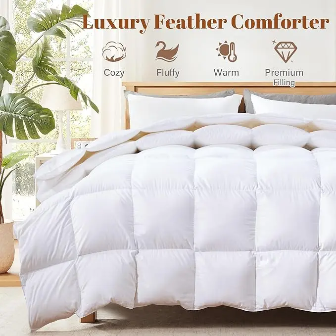 Twin-Size-Feather-Down-Fiber-Comforter-Ultra-Soft-Cotton-Duvet-Insert-All-Season-Hotel-Luxury-Bedding-with-Corner-Tabs-68-x90