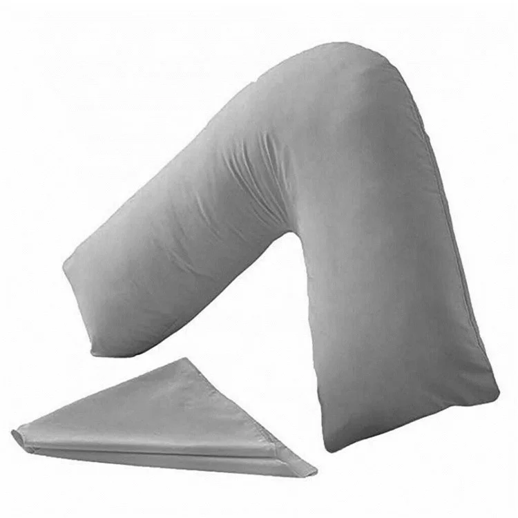 U-Neck-Pillow-with-Solid-Pillowcase-Pregnancy-Nursing-Support-V-Shape-Pillow-and-Case-Microfibre-Machine-Washable-in-White