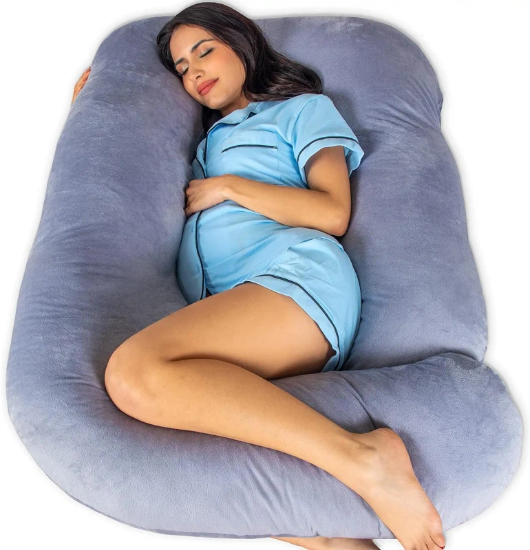 U-Shape-Full-Body-Pillow-Removable-Cover-Jumbo-Size-Grey-Pregnancy-Pillows-for-Sleeping