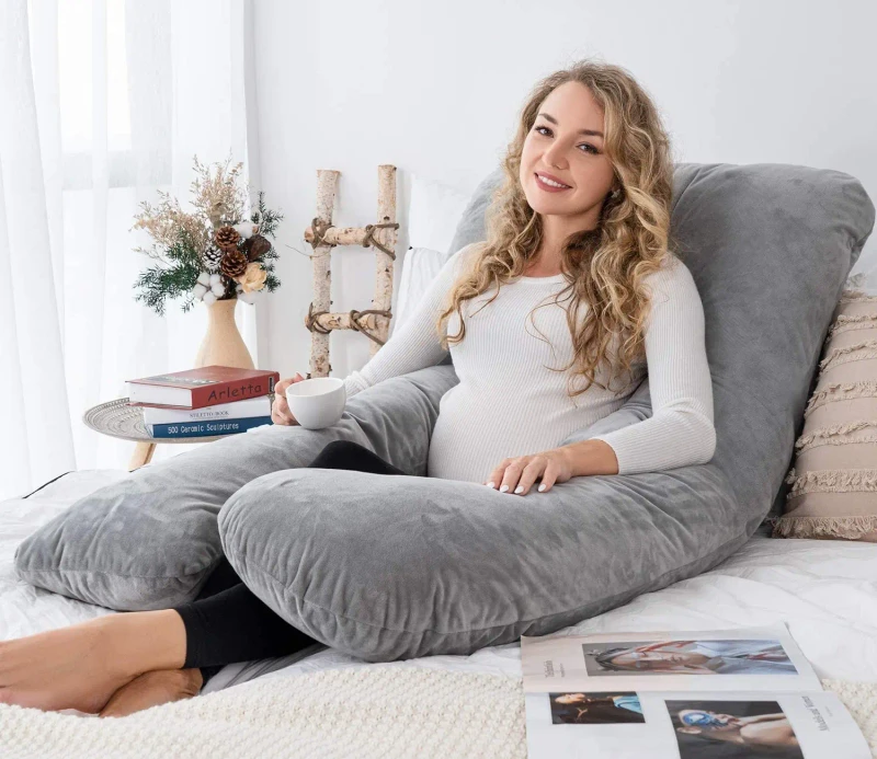 U-Shape-Women-Quilted-100-Cotton-Chic-Cuddle-Maternity-Back-Supporter-Nursing-Pregnancy-Pillow