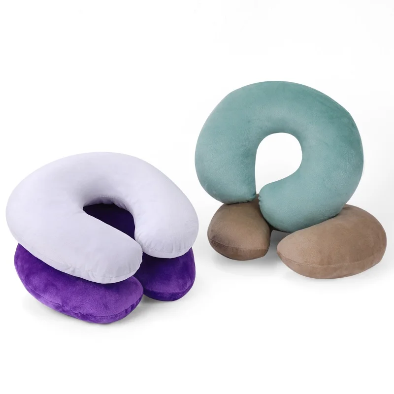U-Shaped-Crystal-Velvet-Neck-Support-Pillow-Polyester-Fiber-Filling-Lightweight-for-Home-Travel-Sleeping-Airplane-Use