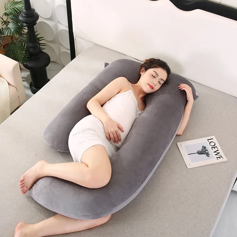 U-Shaped-Fluffy-Crystal-Velvet-Maternity-Pregnancy-Pillow-Comfortable-Body-Support-for-Pregnant-Women