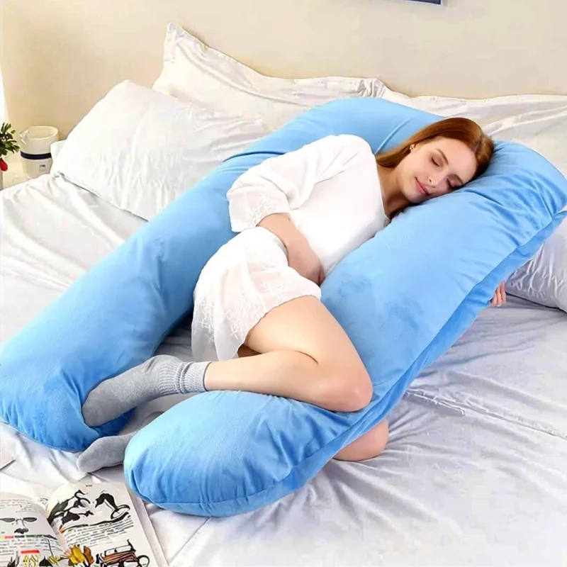 U-Shaped-Full-Body-Pregnancy-Pillow-Removable-Velvet-Cover-PP-Cotton-Filling-Maternity-Support-Side-Sleeper