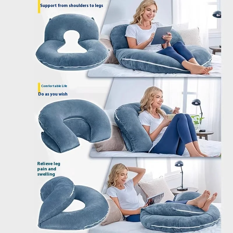 U-Shaped-Maternity-Pillow-with-Removable-Cushion-Bedside-Backrest-and-Waist-Protector