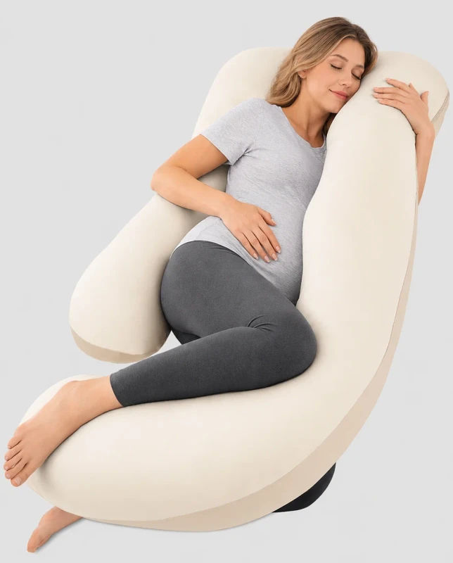 U-Shaped-Maternity-Pillow-with-Silky-Lyocell-Cover-and-Premium-Down-Alternative-Filling-Support-for-Belly-Back-Hips-Legs