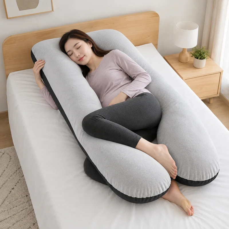 U-Shaped-Maternity-Support-Pillow-for-Side-Sleepers-Adjustable-Pregnancy-Body-Pillow-for-Improved-Nightly-Rest