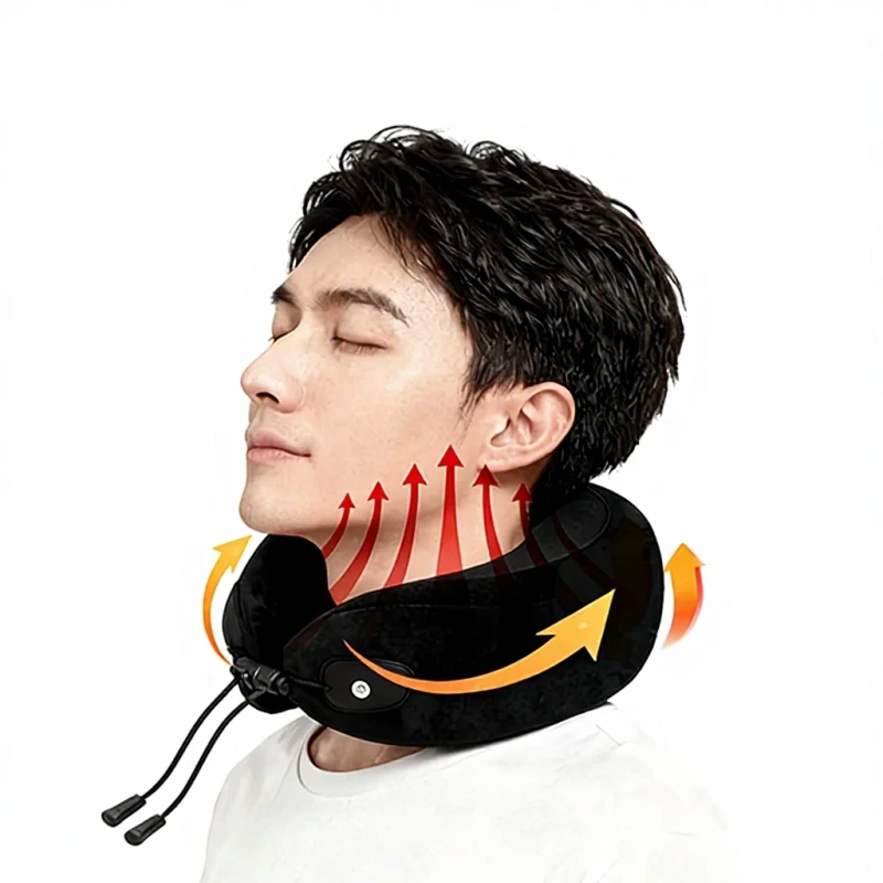 U-Shaped-Memory-Foam-Neck-Pillow-with-Massage-Feature-Relieves-Neck-Pain-Travel-Airplane-Nap-Pillow-Cervical-Spine-Support