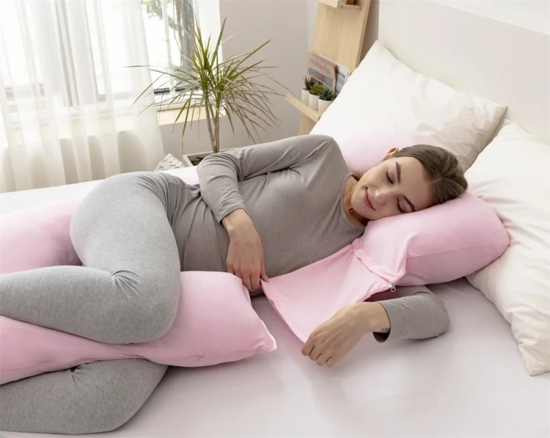 U-Shaped-Pink-Soft-Maternity-Pregnancy-Pillow-with-OEKO-TEX-Certification-and-Full-Body-Support-for-Pregnant-Women