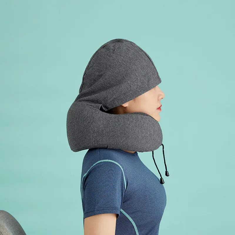 U-shaped-Hooded-Memory-Foam-Neck-Pillow-Portable-Multi-function-Travel-Pillow-Pure-Cotton-Cover-Storage-Bag-Aircraft-Nap-Car