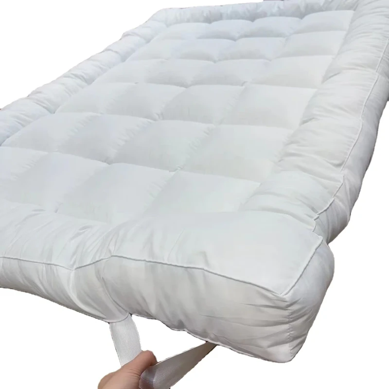UK-10cm-Thickness-4-Noiseless-Microfiber-Folded-Soft-Double-Bed-Mattress-Topper-Pad-With-Corner-Straps