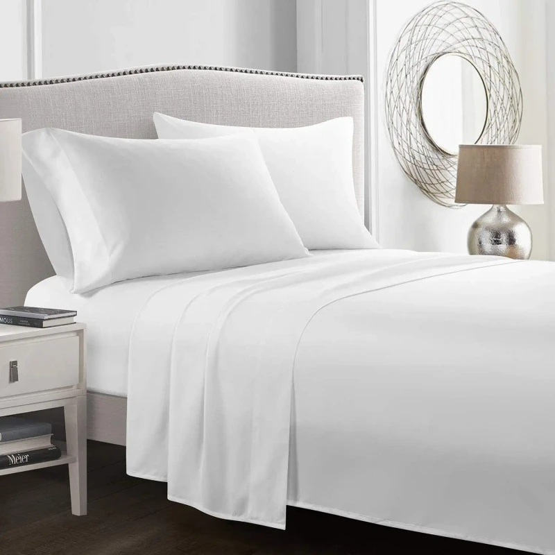 USA-Hotel-Sheet-120g-100-Polyester-Microfiber-White-Hotel-Bed-Flat-Sheet-and-Fitted-Sheet