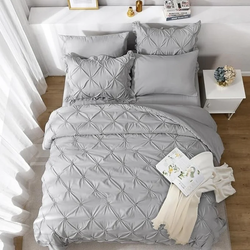 USA-Warehouse-in-Stock-Twisted-Flower-Pattern-Soft-and-Breathable-Polyester-Fiber-Four-piece-Bed-Set-Ideal-for-Home-Dcor